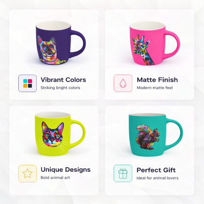 Vibrant Color Mugs With Cute Animation
