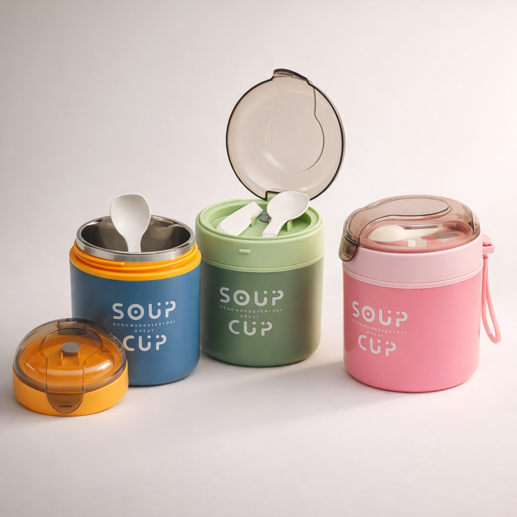 Insulated soup cup stainless steel soup cup with spoon