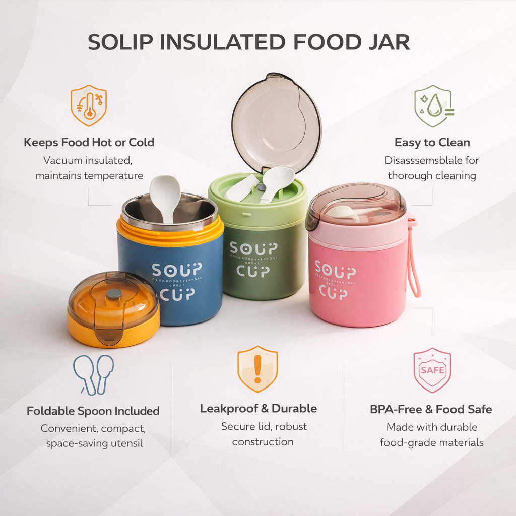 Insulated soup cup stainless steel soup cup with spoon