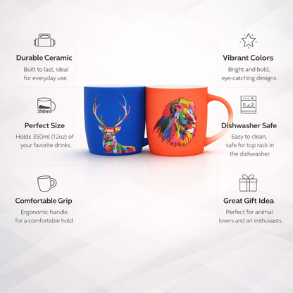 Modern Animal Tribe Series: Blue Stag Mug for Coffee & Tea