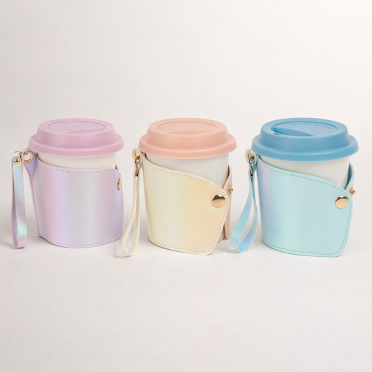Ceramic Coffee Sipper With Leather Cover