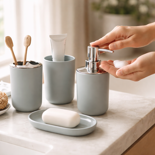 Bathroom Dispenser & Organizer Combo Set