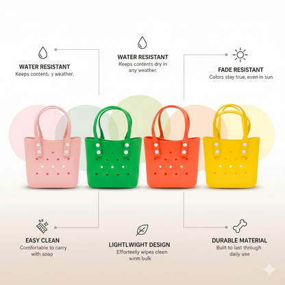 waterproof rubber beach tote bag