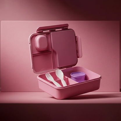 Pastel lunch box with spoon and transparency