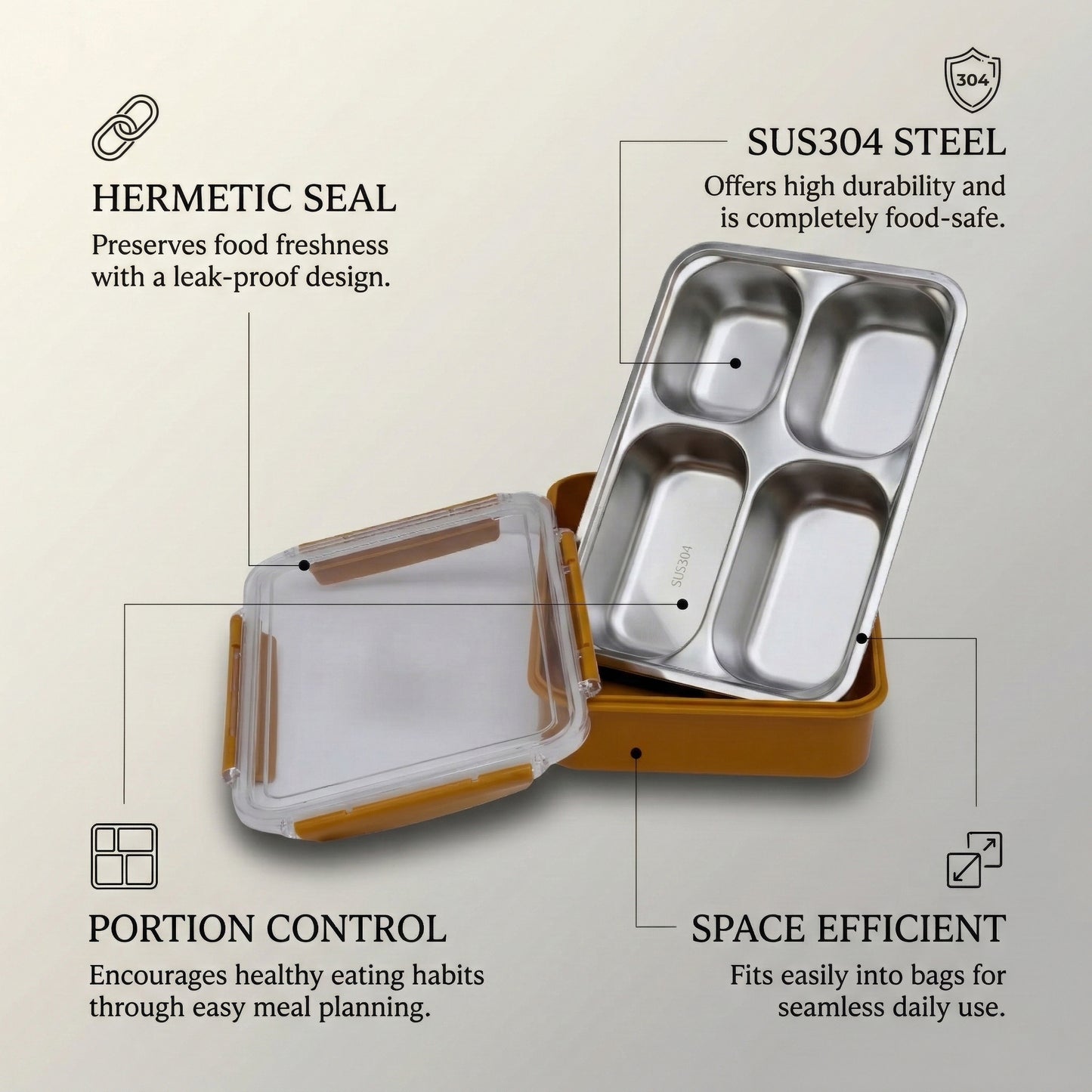 Premium stainless steel 4 compartment serving plate/thali