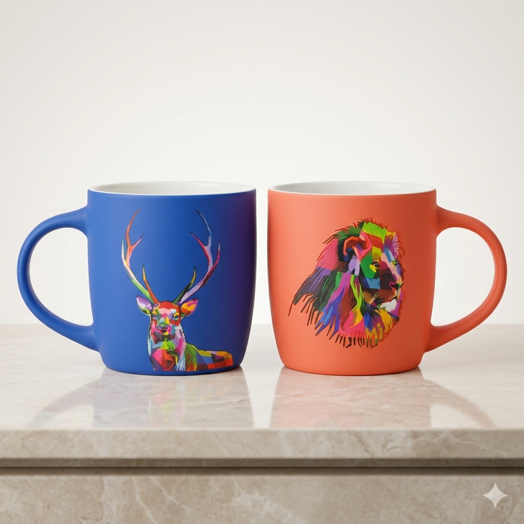 Modern Animal Tribe Series: Blue Stag Mug for Coffee & Tea