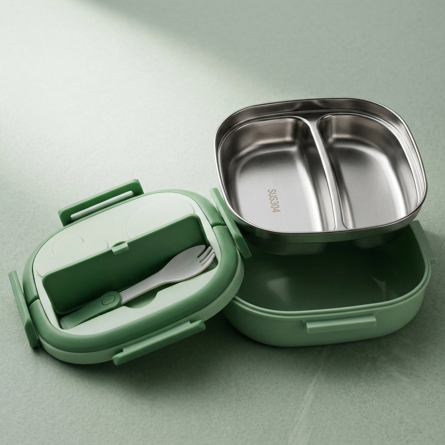 Steel Compartment Lunch Box With Handle