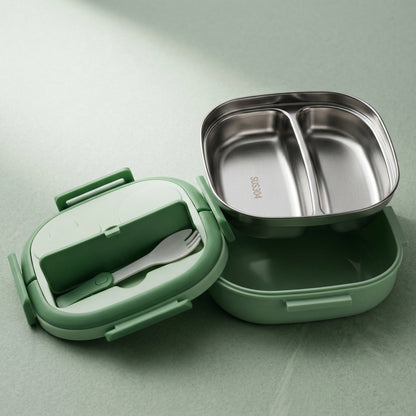 Steel Compartment Lunch Box With Handle