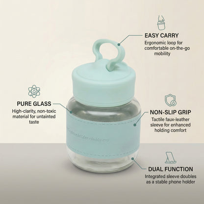 Chubby cute glass mug with holder