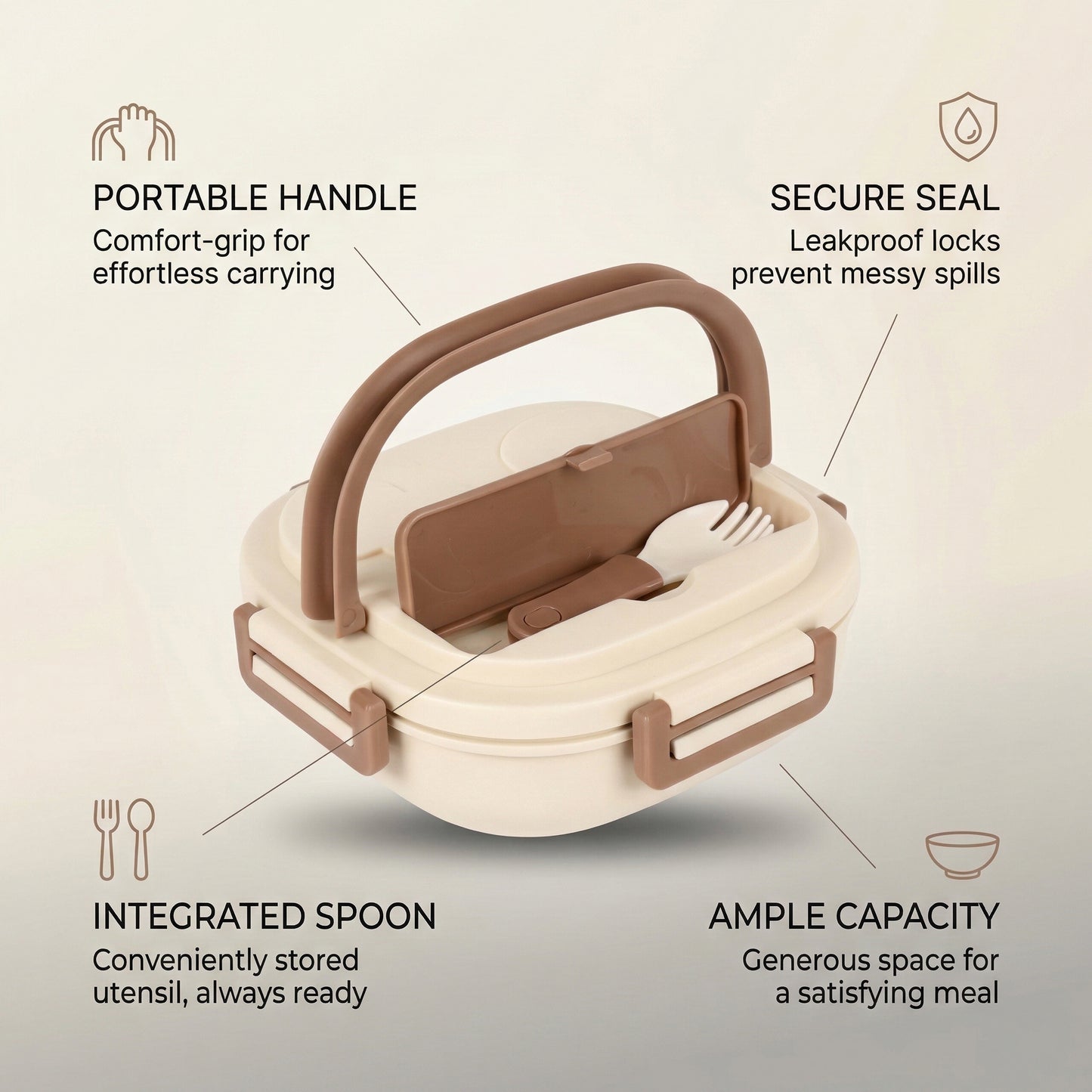 Steel Compartment Lunch Box With Handle