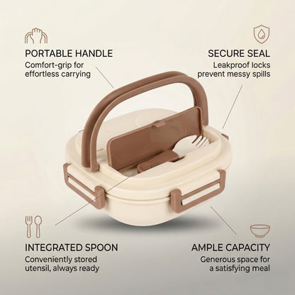 Steel Compartment Lunch Box With Handle