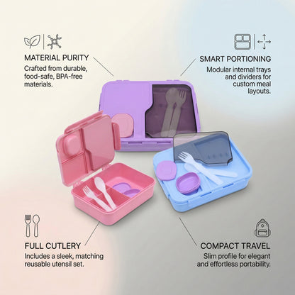 Pastel lunch box with spoon and transparency