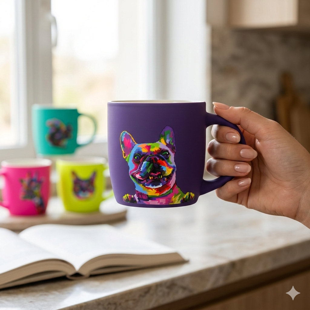 Vibrant Color Mugs With Cute Animation