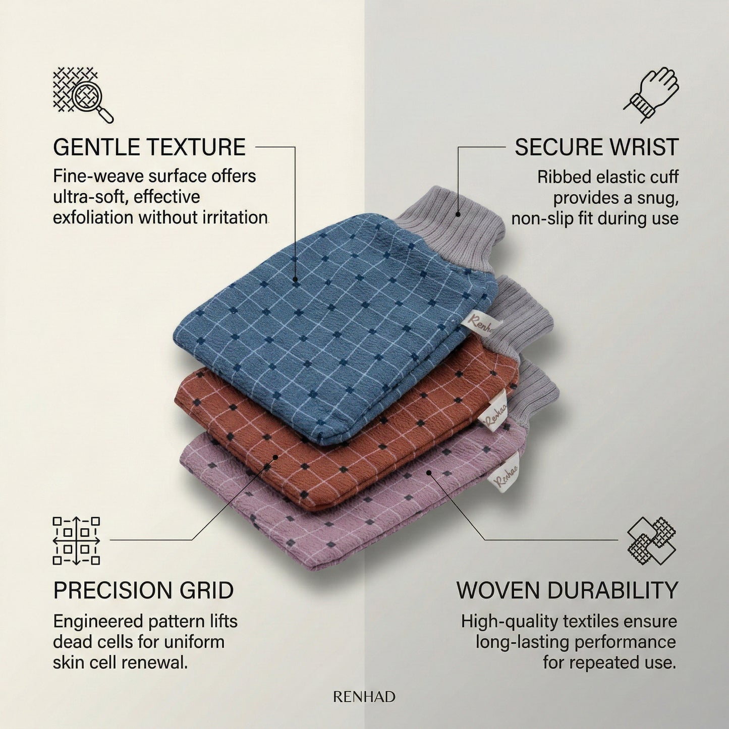 Soft body scrub bath gloves