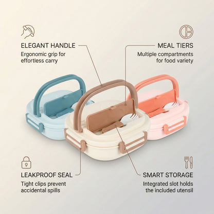 Steel Compartment Lunch Box With Handle