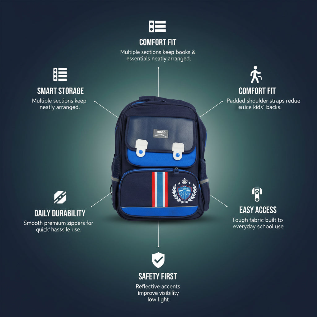 Med Blue Bag Pack School Bag for Kids