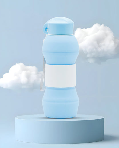 Collapsible Silicone Water Bottle Sky Blue – 550ml – TUFULA