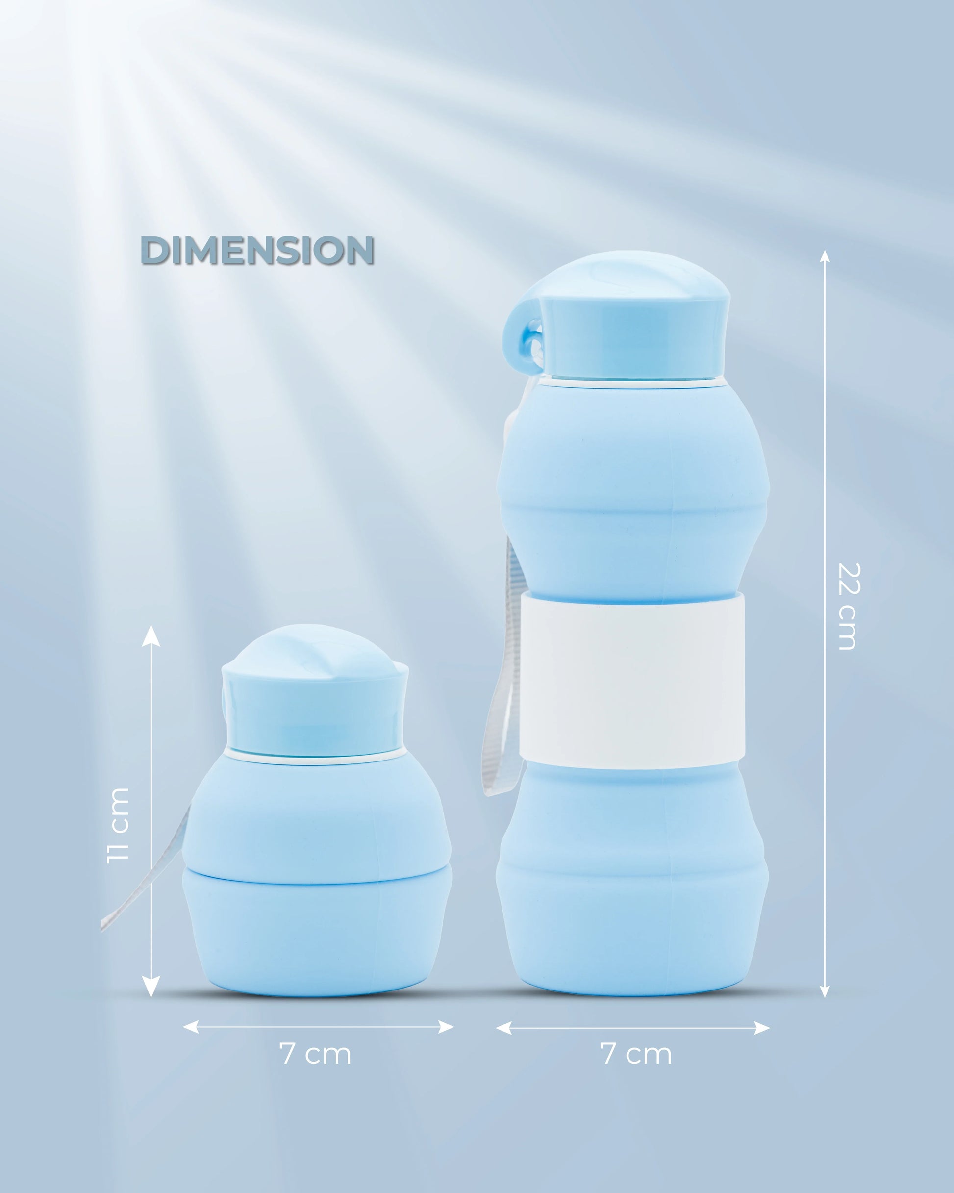 Collapsible Silicone Water Bottle Sky Blue – 550ml – TUFULA