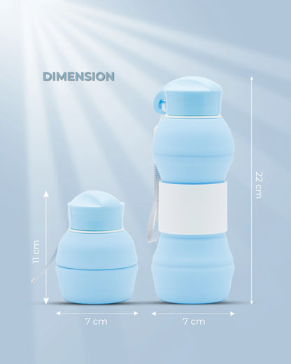 Collapsible Silicone Water Bottle Sky Blue – 550ml – TUFULA