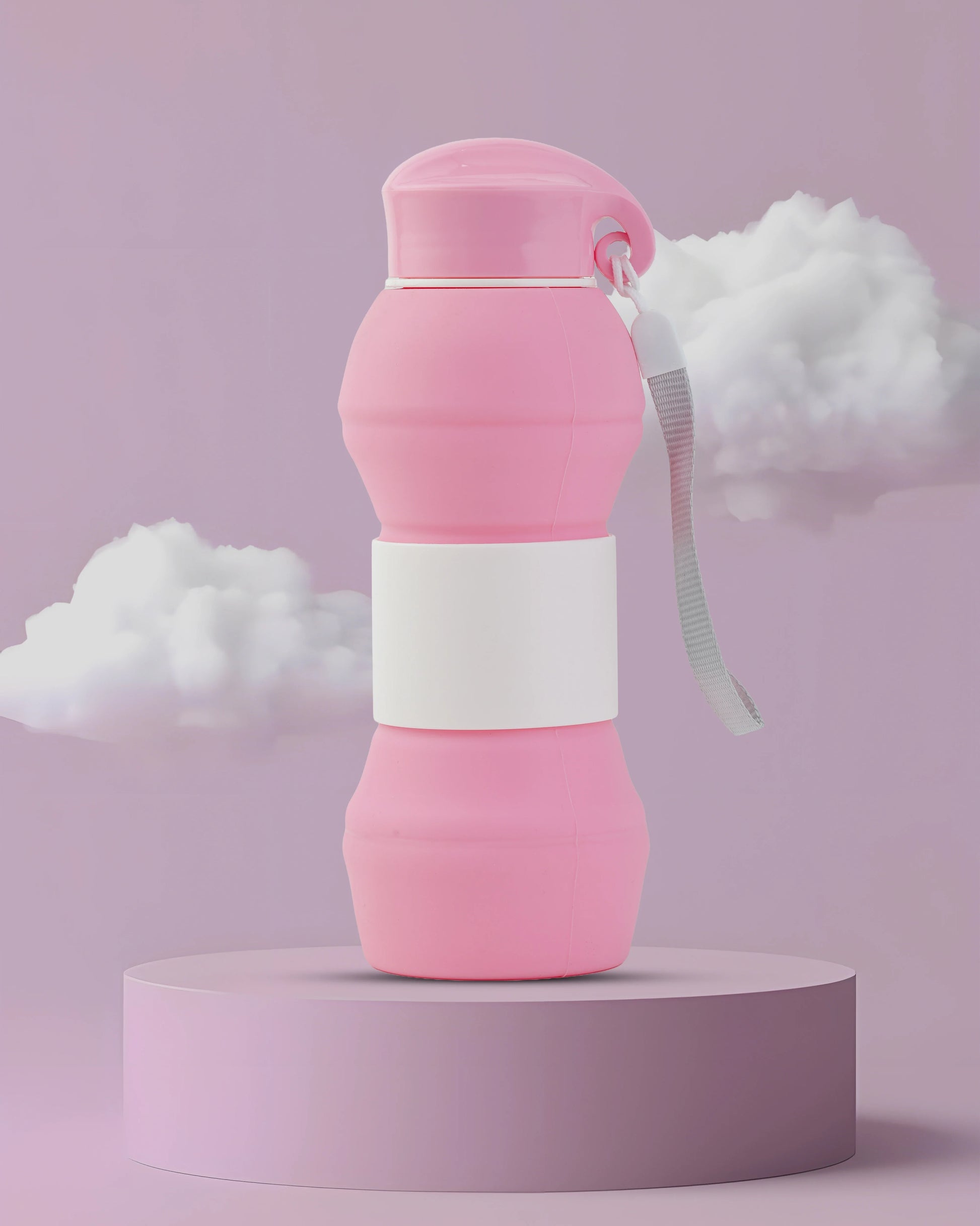 Collapsible Silicone Water Bottle Pink – 550ml – TUFULA
