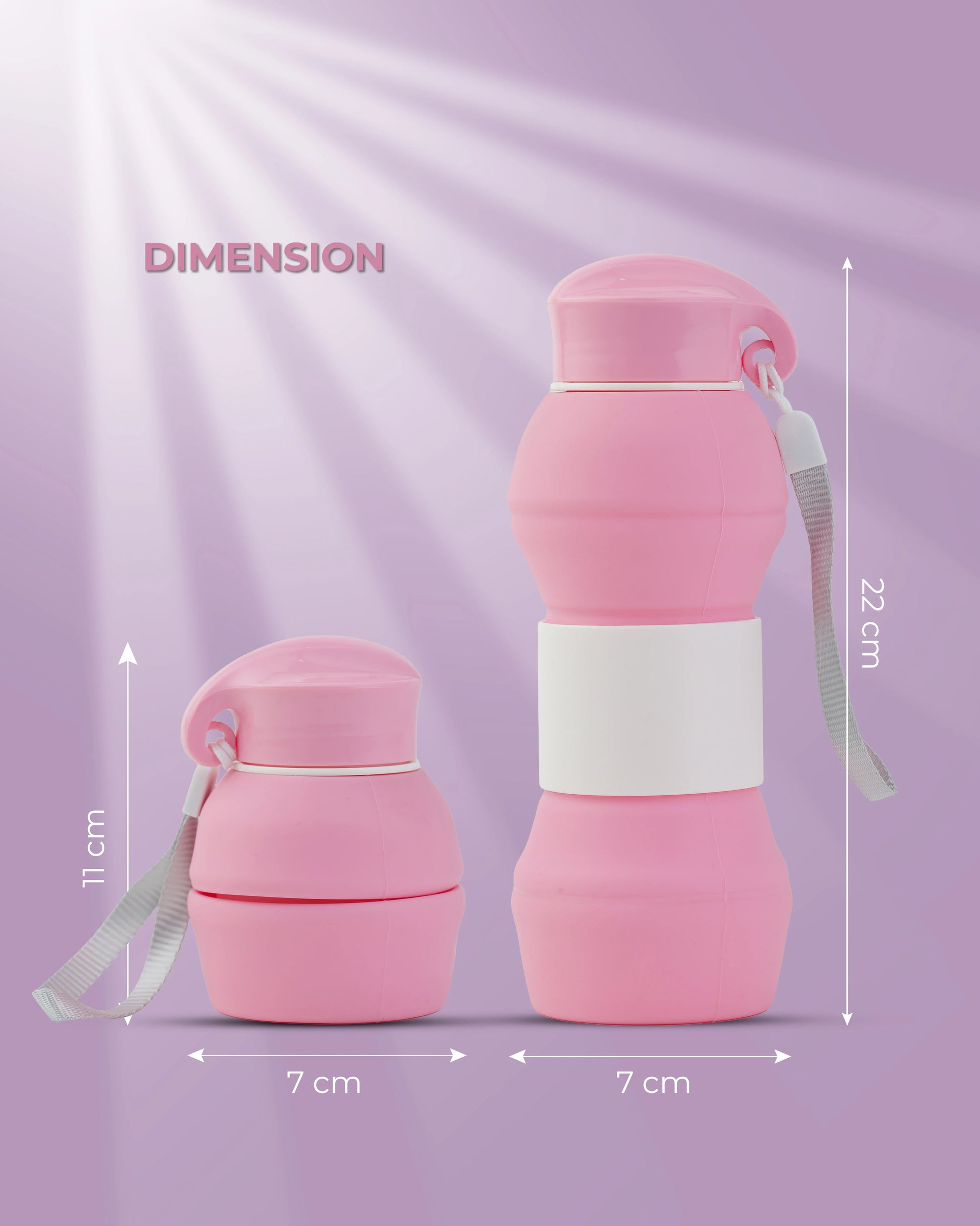Collapsible Silicone Water Bottle Pink – 550ml – TUFULA