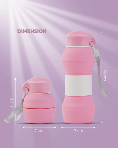Collapsible Silicone Water Bottle Pink – 550ml – TUFULA