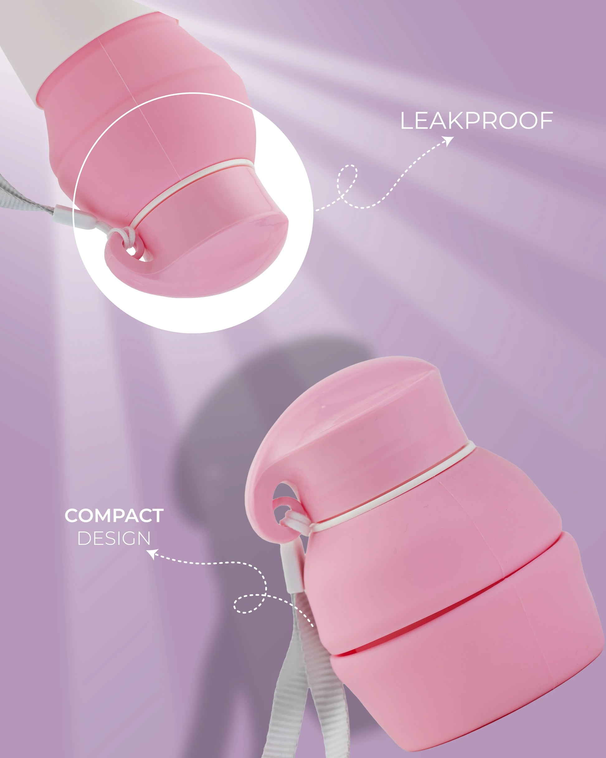 Collapsible Silicone Water Bottle Pink – 550ml – TUFULA