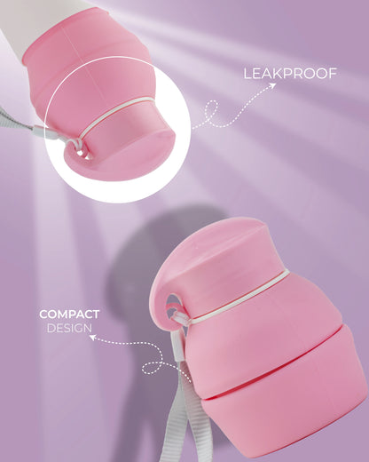 Collapsible Silicone Water Bottle Pink – 550ml – TUFULA