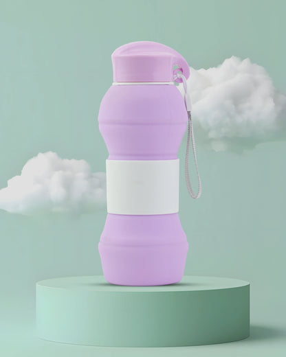 Collapsible Silicone Water Bottle Purple – 550ml – TUFULA