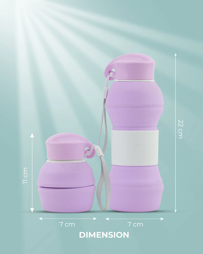 Collapsible Silicone Water Bottle Purple – 550ml – TUFULA