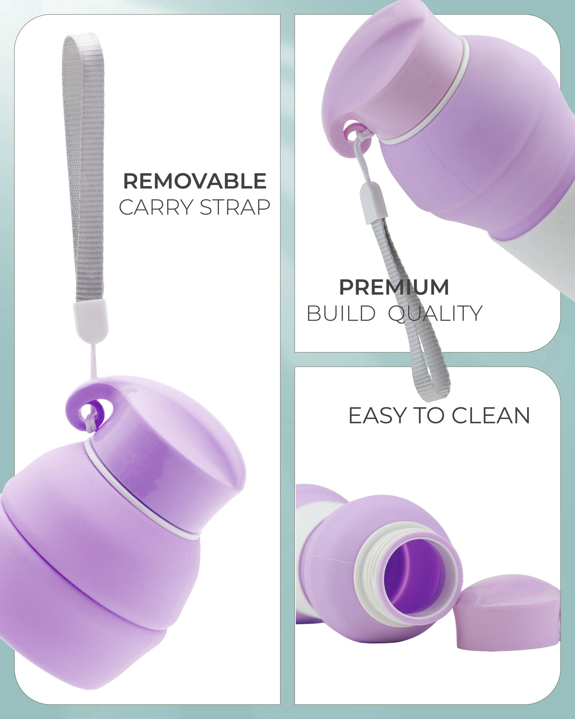 Collapsible Silicone Water Bottle Purple – 550ml – TUFULA