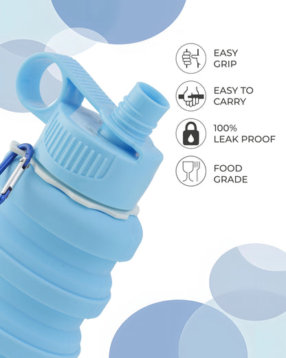 Expandable Silicone Travel Bottle – 500ML | Foldable, Leak-Proof & BPA-Free | TUFULA