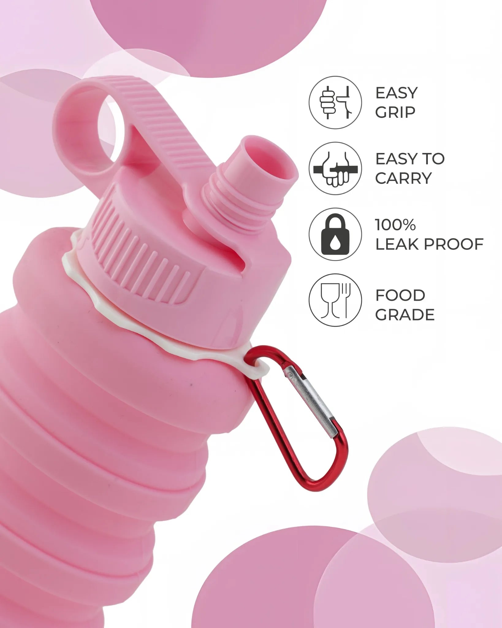 Expandable Silicone Travel Bottle Pink – 500ML – TUFULA