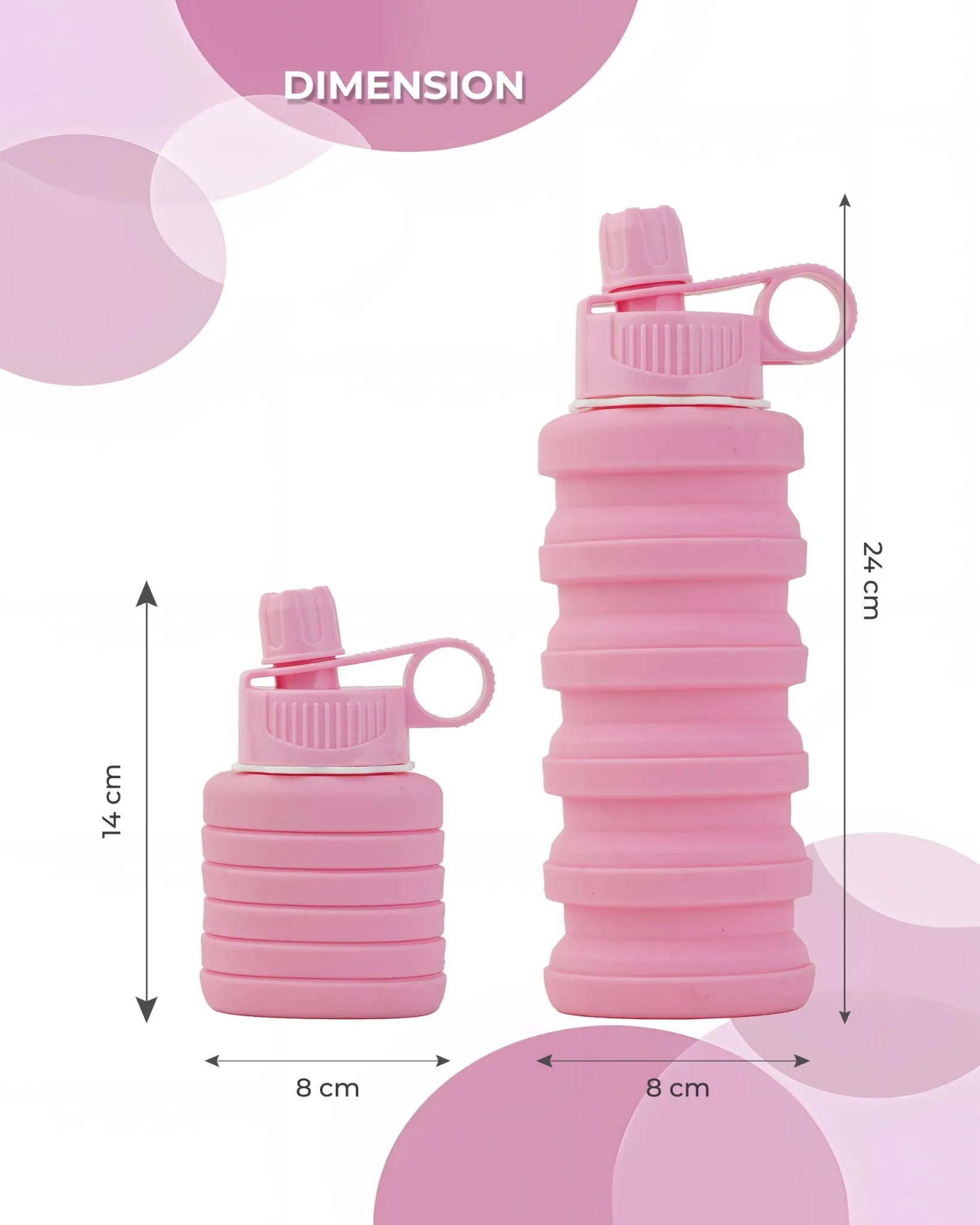 Expandable Silicone Travel Bottle Pink – 500ML – TUFULA