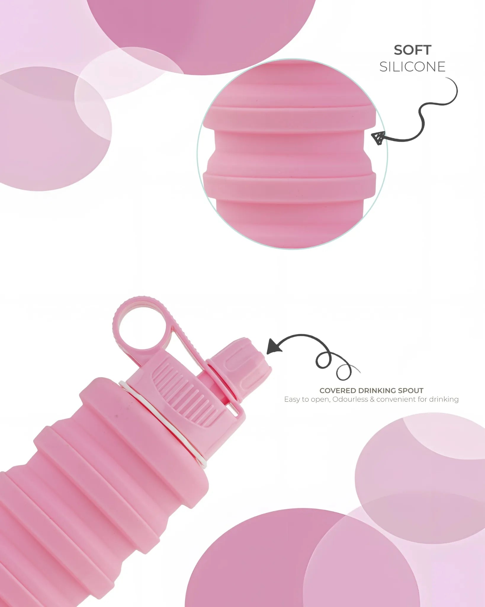 Expandable Silicone Travel Bottle Pink – 500ML – TUFULA