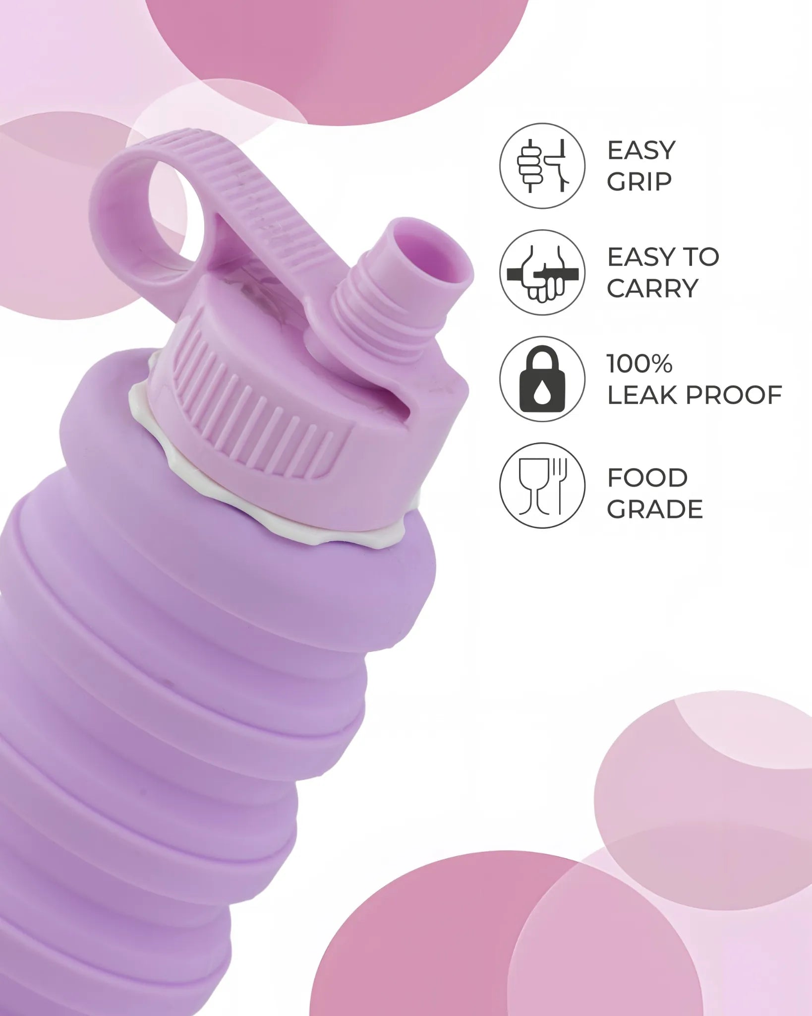 Expandable Silicone Travel Bottle Purple – 500ML – TUFULA