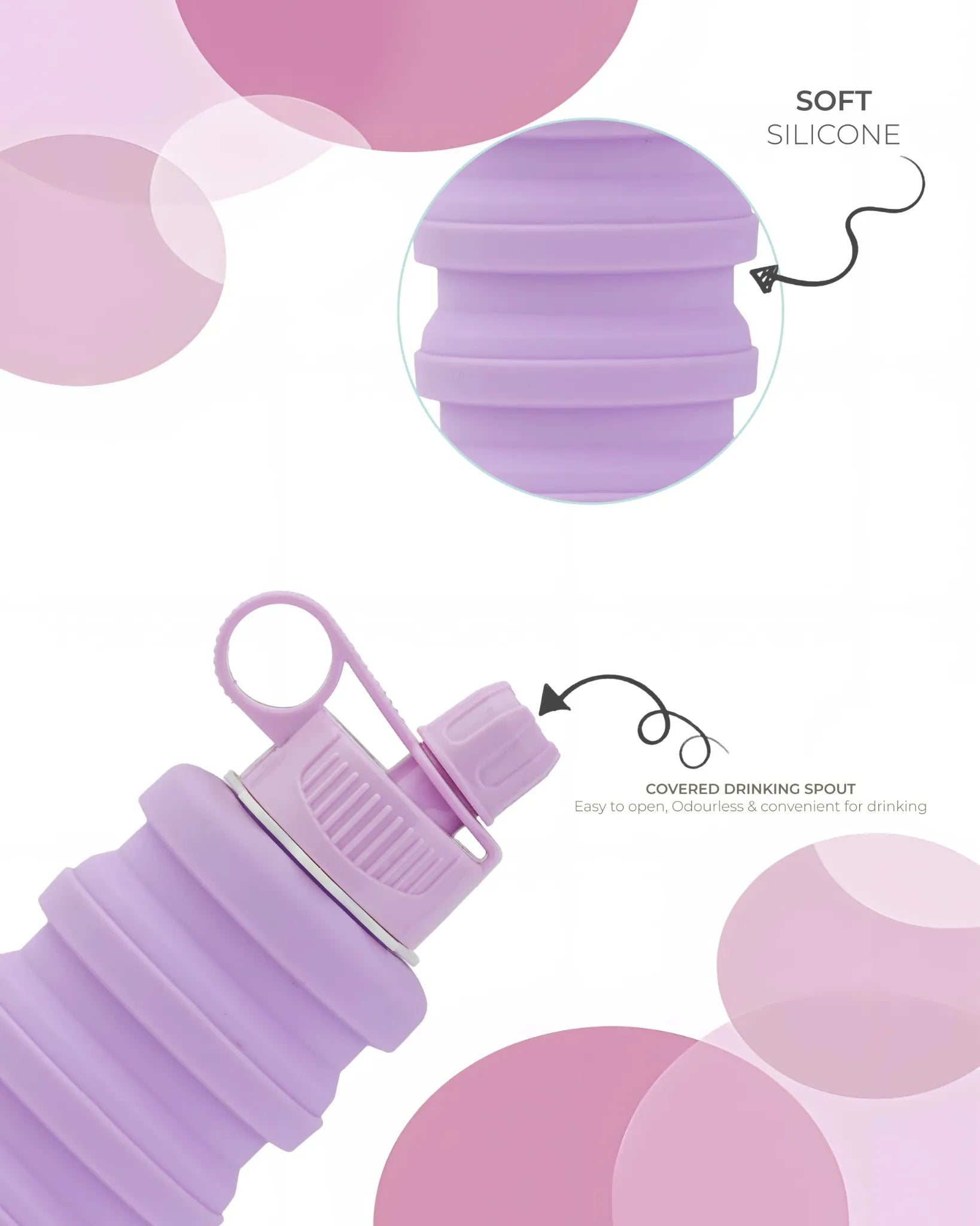 Expandable Silicone Travel Bottle Purple – 500ML – TUFULA