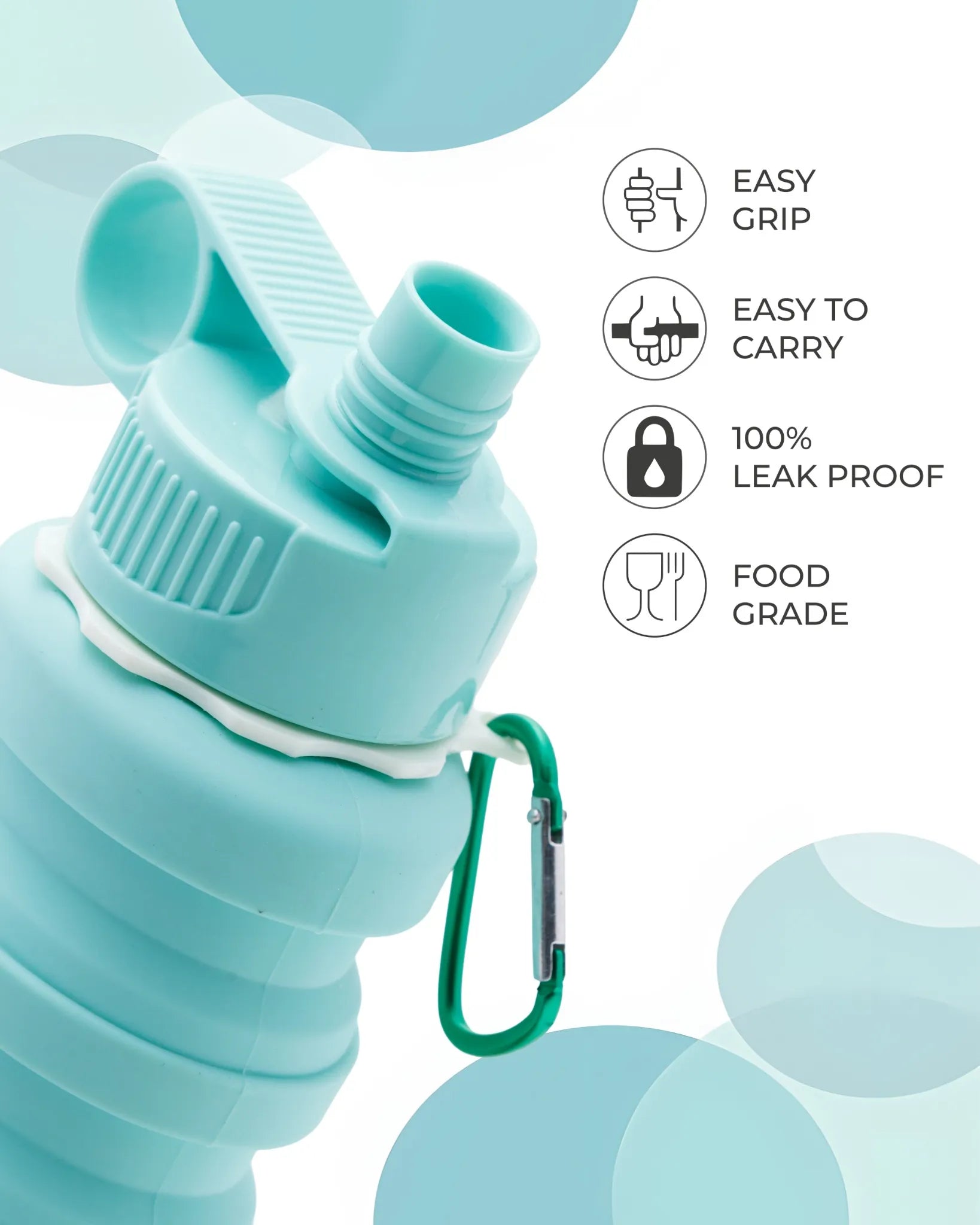 Expandable Silicone Travel Bottle Teal  – 500ML – TUFULA