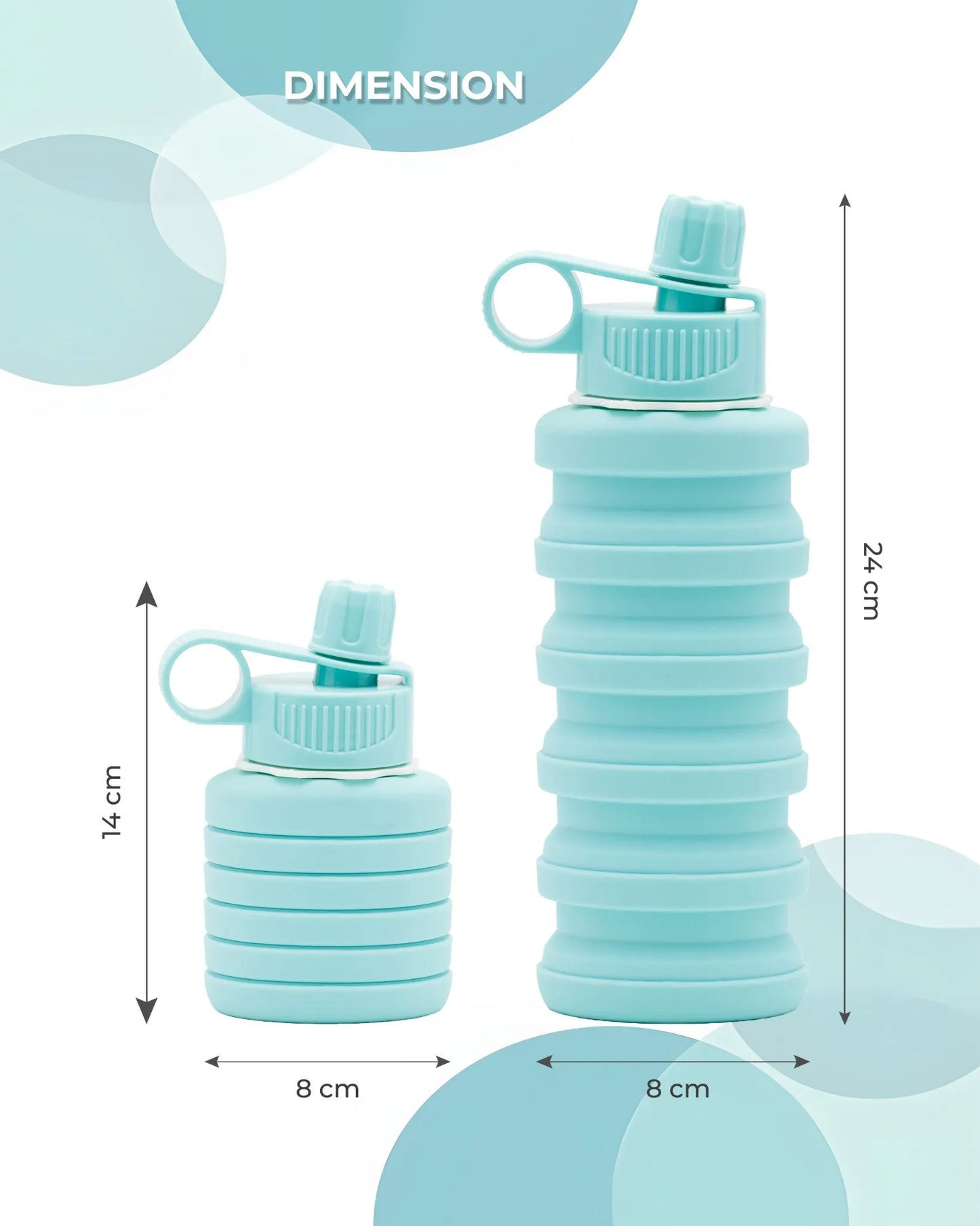 Expandable Silicone Travel Bottle Teal  – 500ML – TUFULA