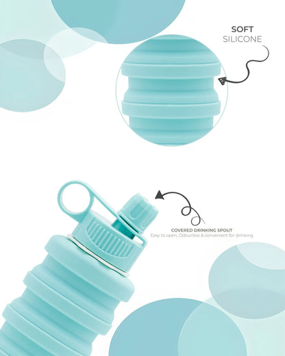 Expandable Silicone Travel Bottle Teal  – 500ML – TUFULA