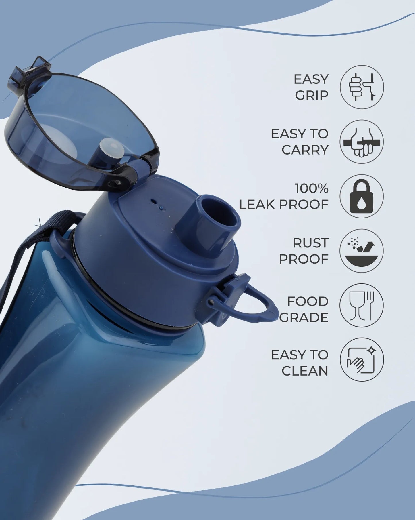 Leak-Proof Tritan Sports Bottle Blue – 550ml – TUFULA