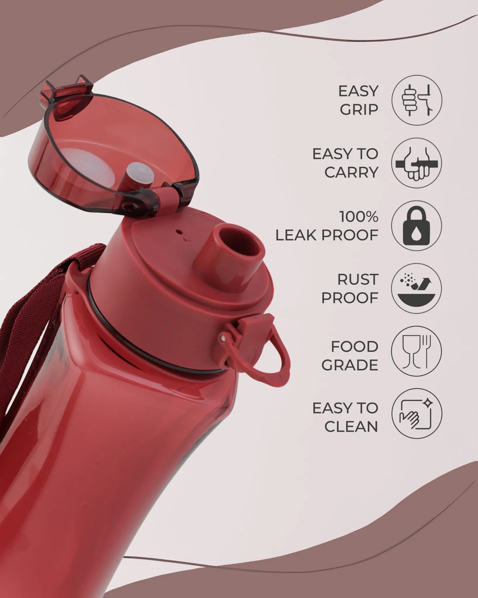 Leak-Proof Tritan Sports Bottle Red – 550ml – TUFULA
