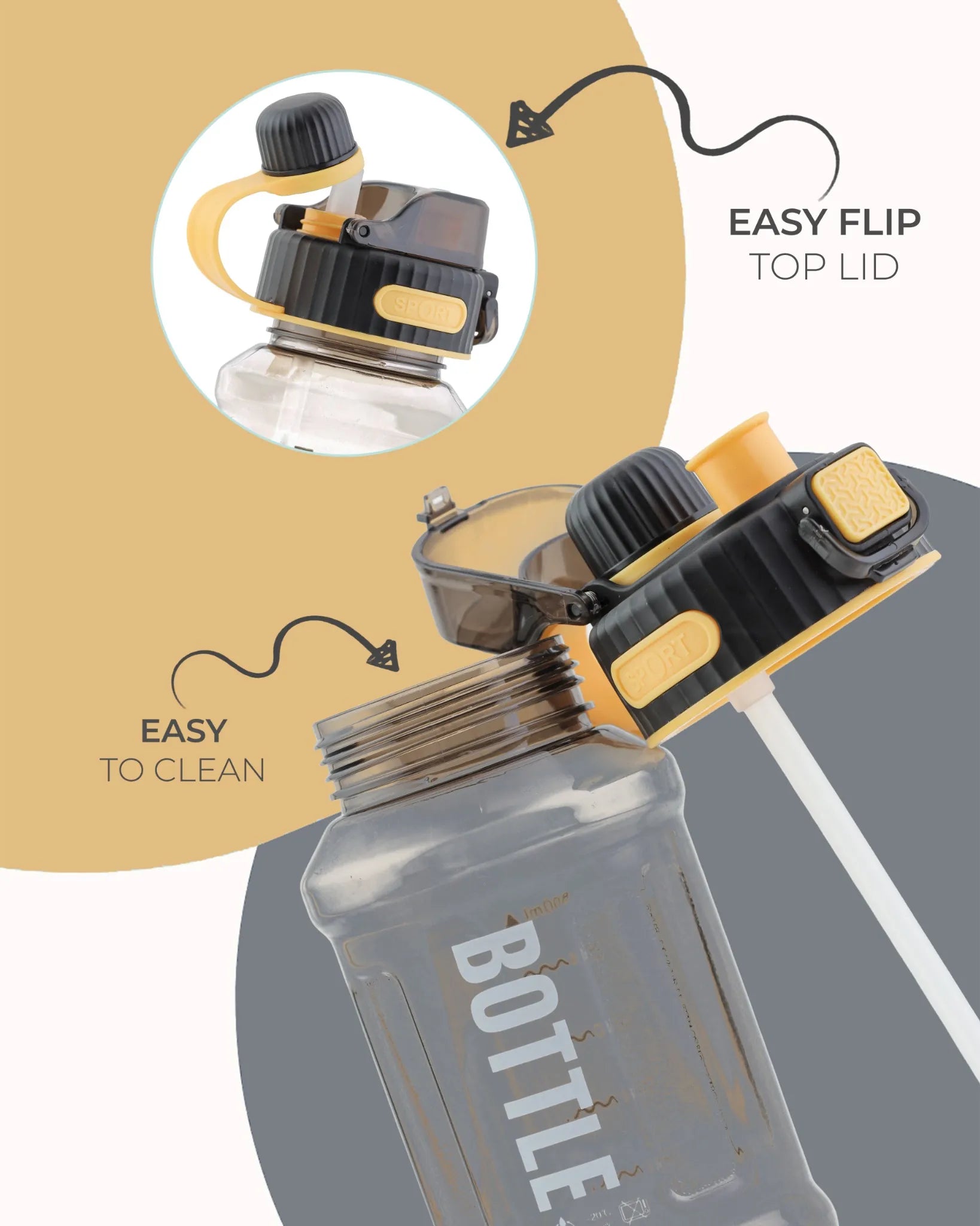 Kids Water Bottle with Straw Black – 800ml – TUFULA