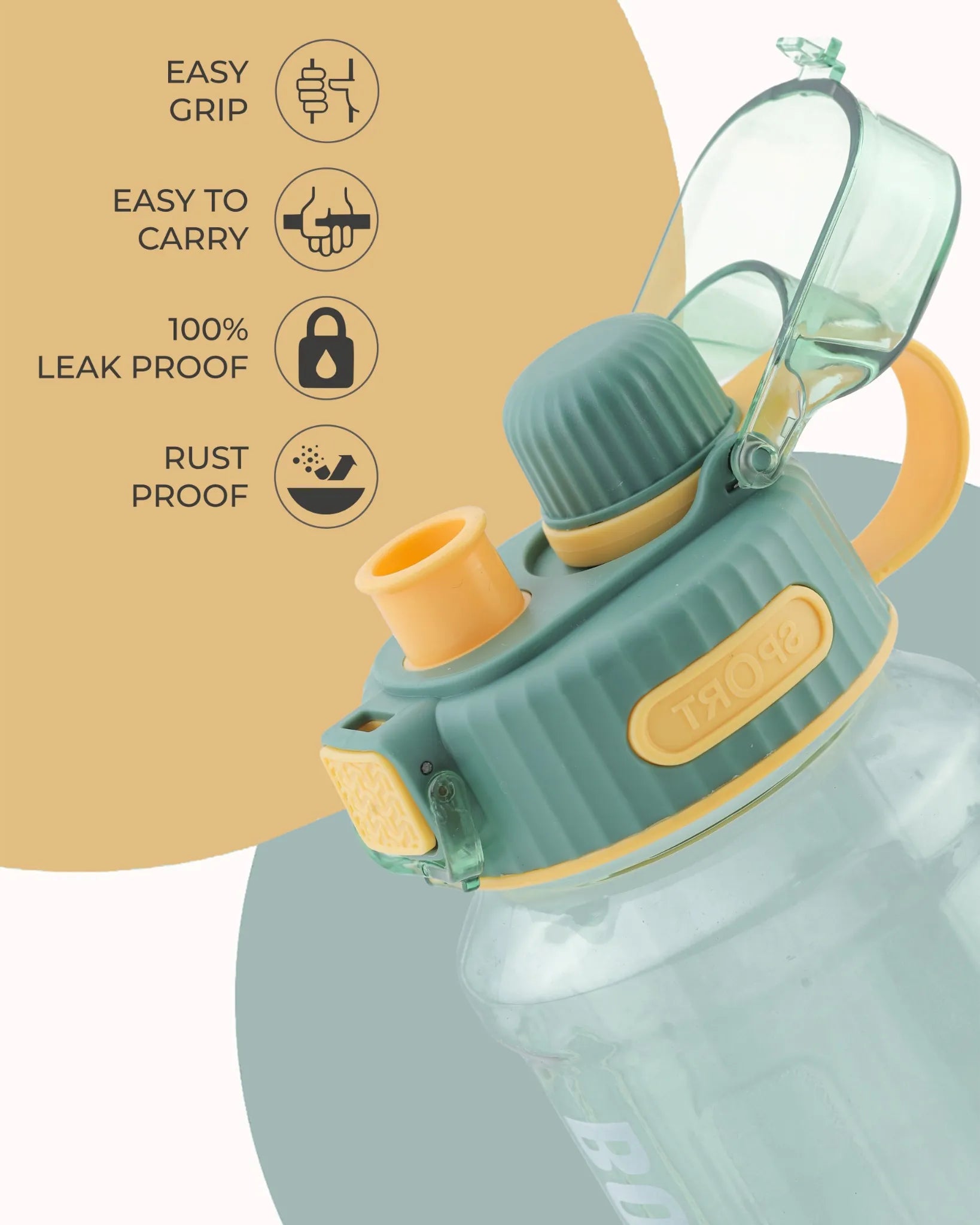 Kids Water Bottle with Straw Green – 800ml – TUFULA
