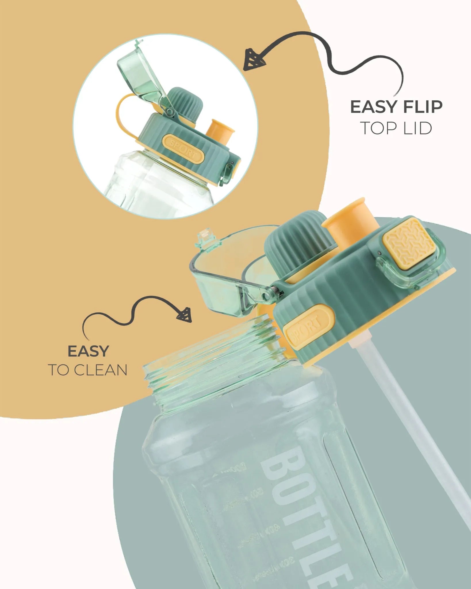 Kids Water Bottle with Straw Green – 800ml – TUFULA