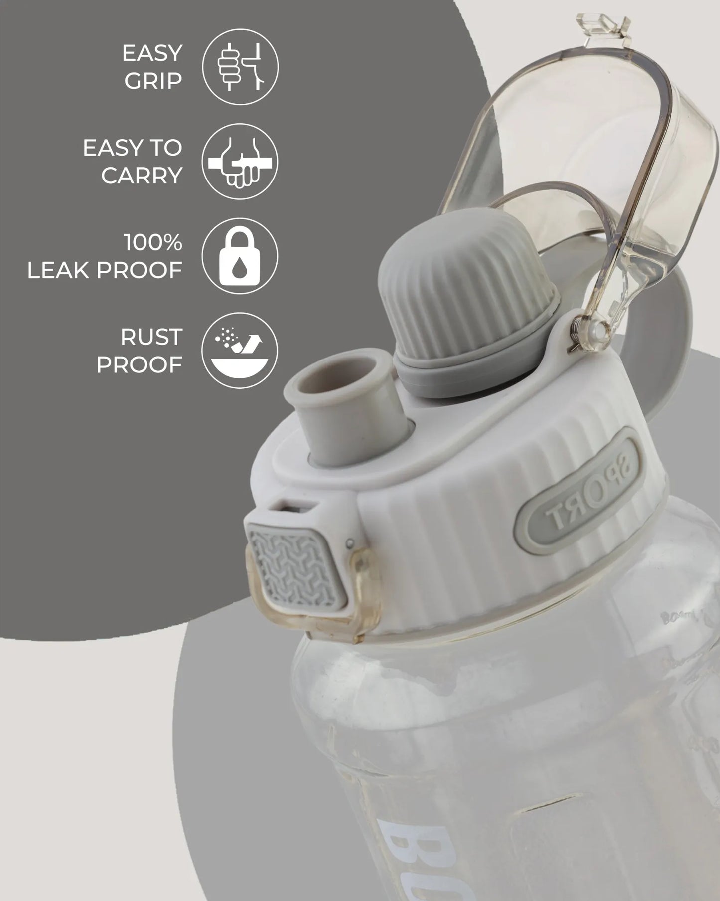 Kids Water Bottle with Straw Grey – 800ml – TUFULA