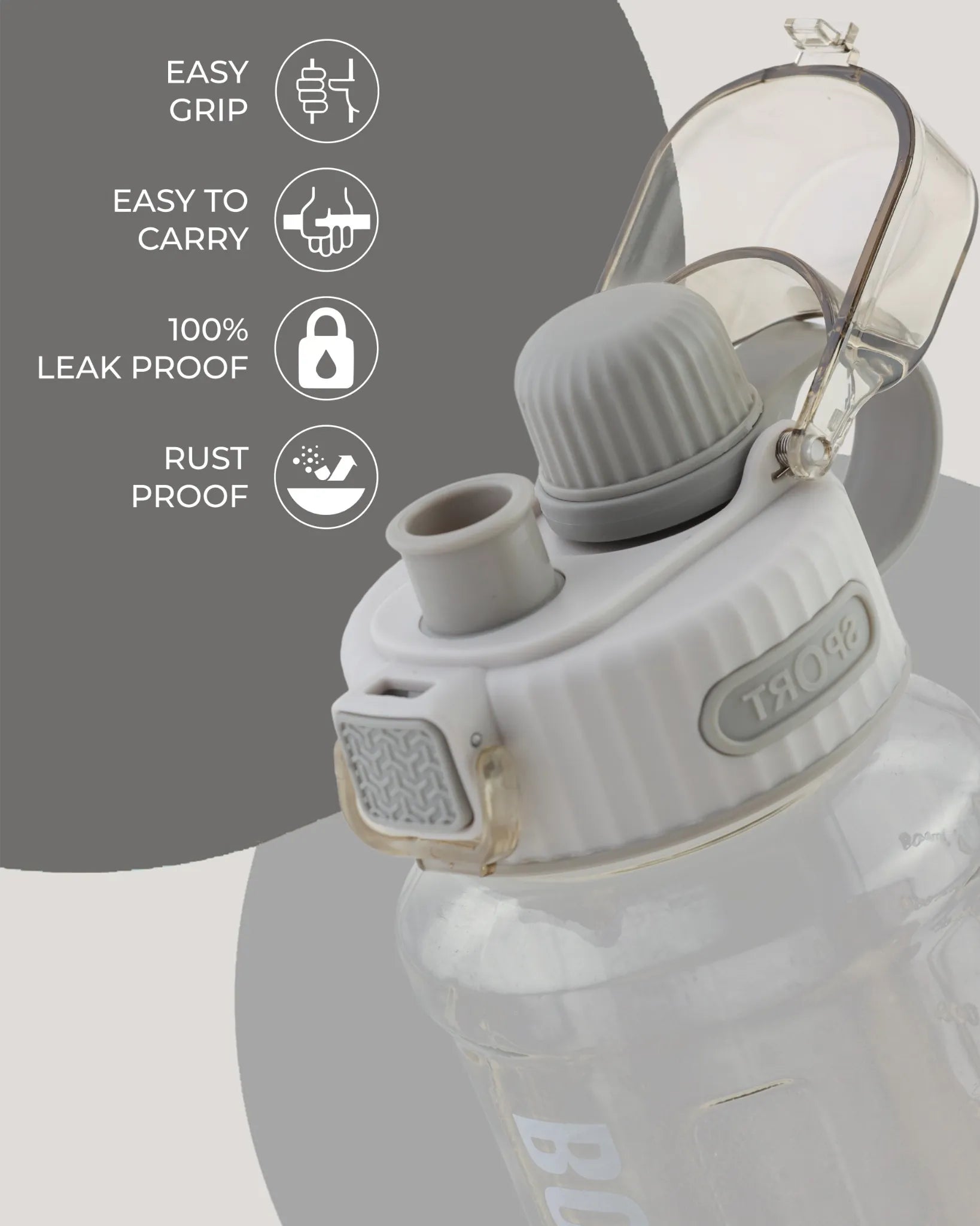 Kids Water Bottle with Straw Grey – 800ml – TUFULA