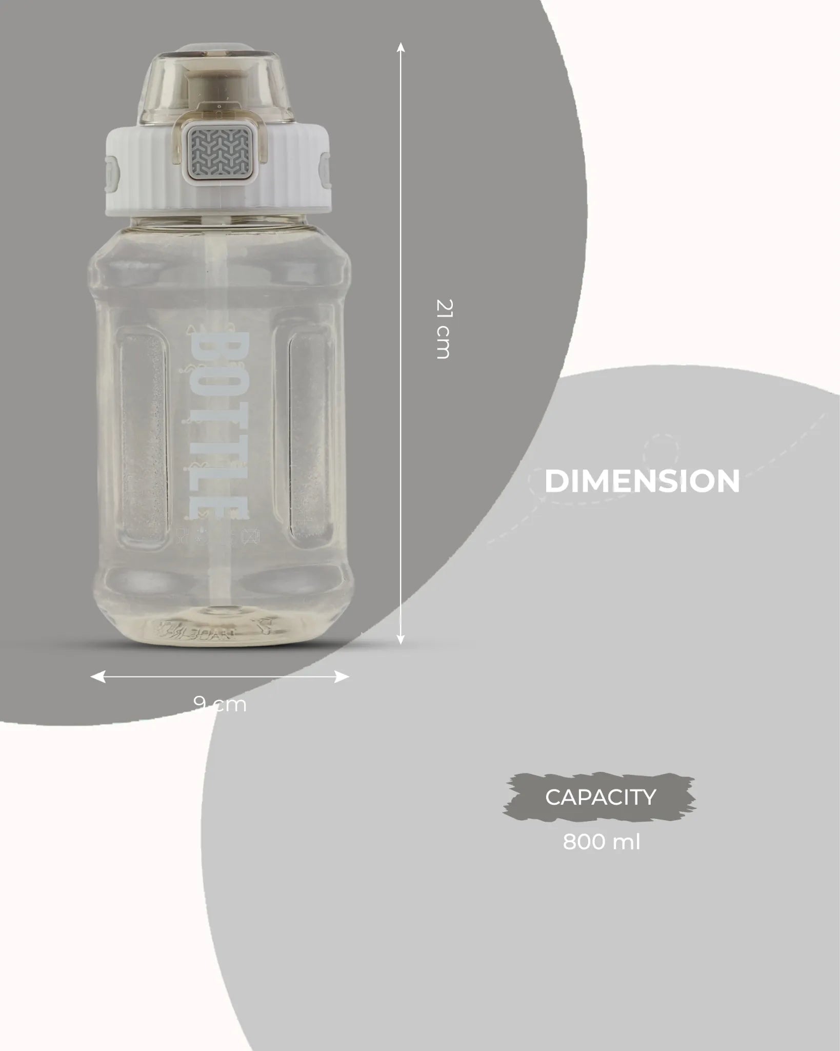 Kids Water Bottle with Straw Grey – 800ml – TUFULA