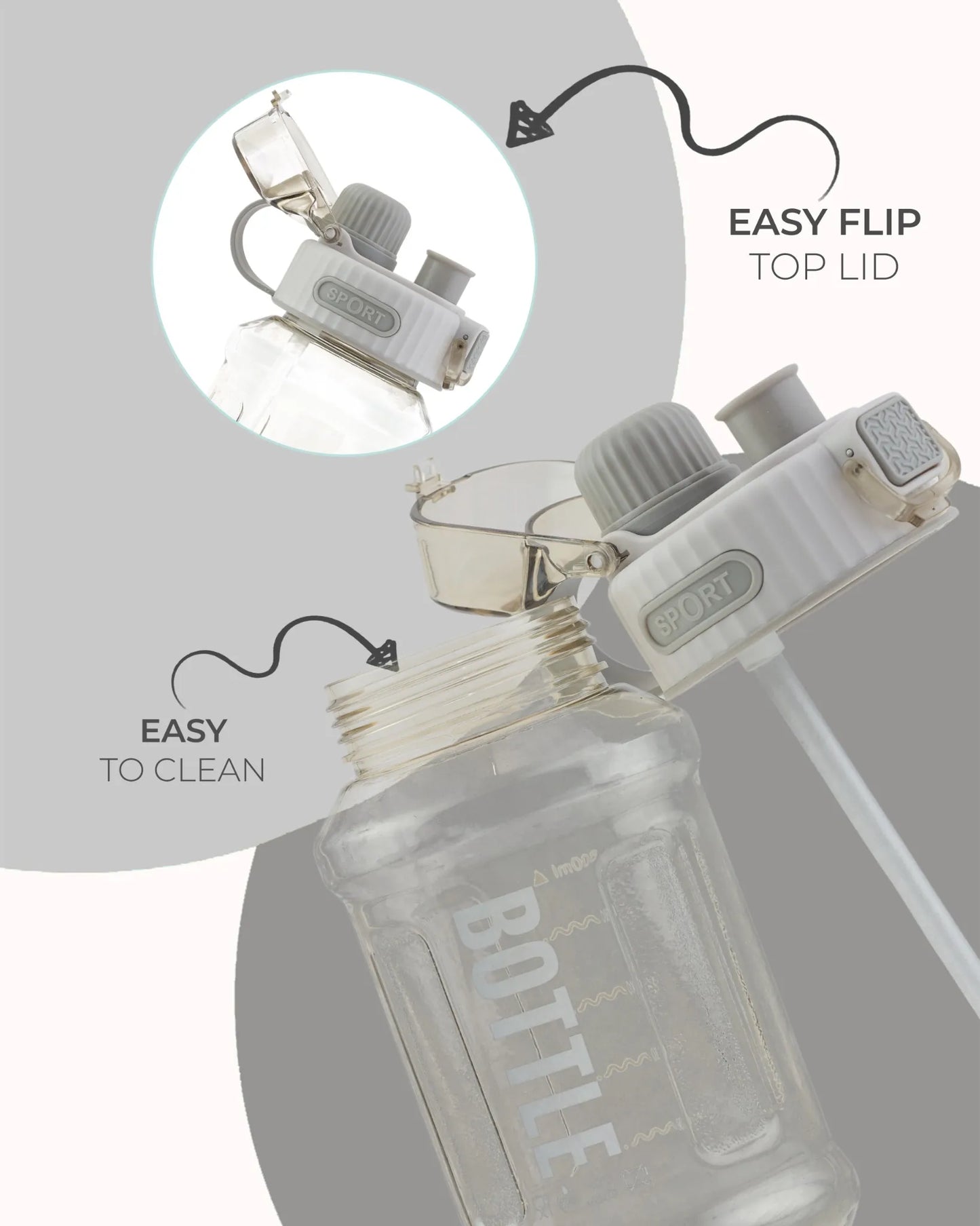 Kids Water Bottle with Straw Grey – 800ml – TUFULA