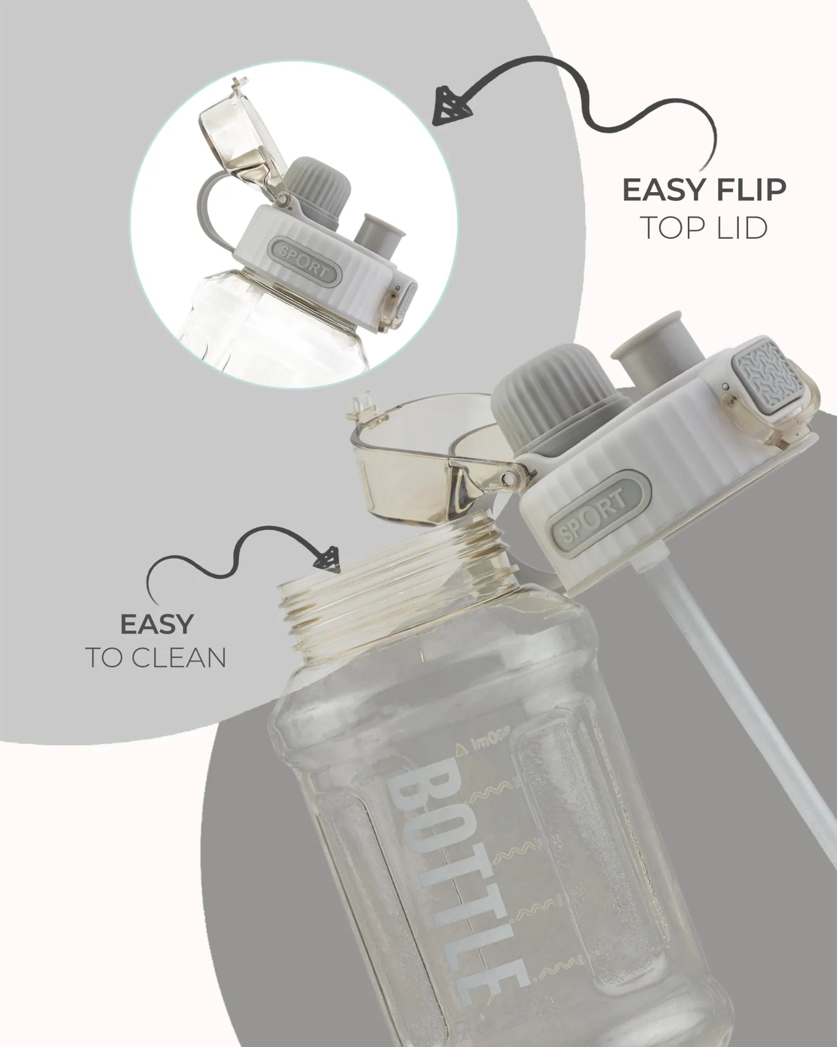 Kids Water Bottle with Straw Grey – 800ml – TUFULA